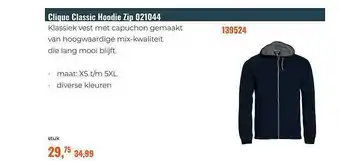 De Boer Drachten Clique classic hoodie zip 021044 aanbieding