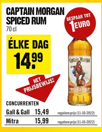 Dirck 3 Captain morgan spiced rum 70 cl aanbieding