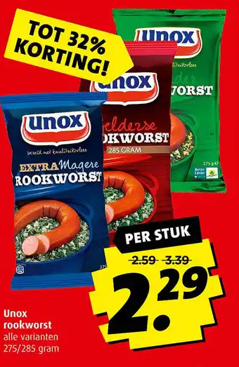 Boni Unox rookworst aanbieding