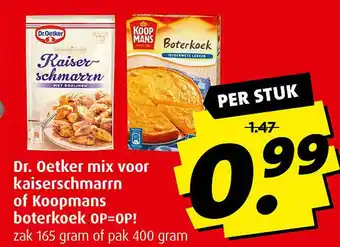 Boni Dr. oetker mix voor kaiserschmarrn of koopmans boterkoek op-op! aanbieding