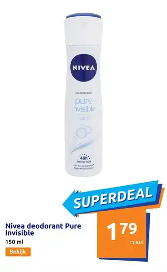 Action Nivea deodorant pure invisible aanbieding