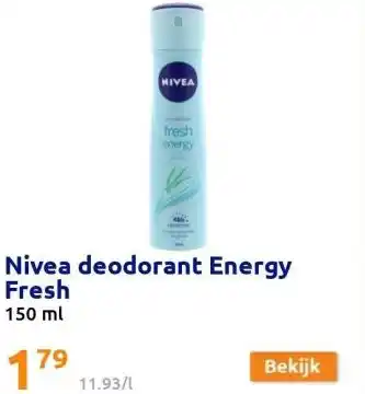 Action Nivea deodorant energy fresh aanbieding