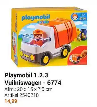 Lobbes Playmobil 1.2.3 vuilniswagen aanbieding