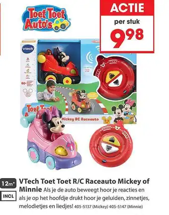 Top1Toys Vtech toet toet r c raceauto mickey of minnie aanbieding