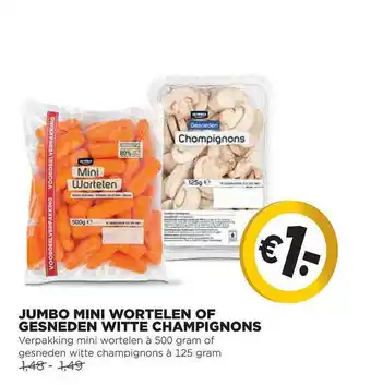 Jumbo Jumbo mini wortelen of gesneden witte champignons aanbieding