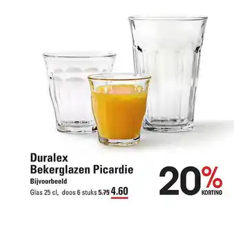 Sligro Duralex bekerglazen picardie 20% korting aanbieding