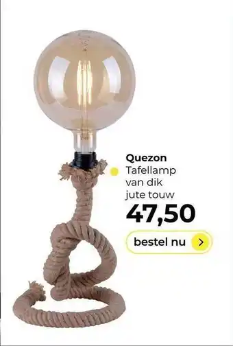 Lampidee Quezon tafellamp van dik jute touw aanbieding