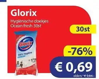 Die Grenze Glorix hygienische doekjes ocean fresh aanbieding