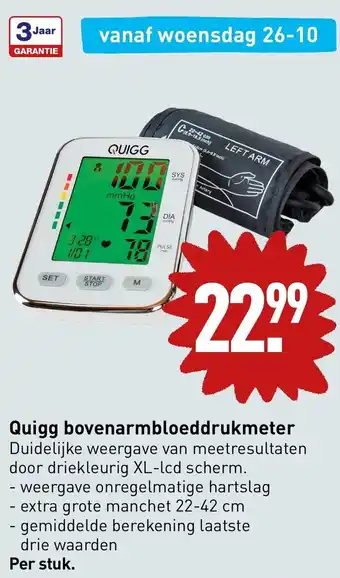 ALDI Quigg bovenarmbloeddrukmeter aanbieding