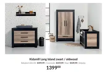 Babypark Kidsmill long island zwart / oldwood aanbieding