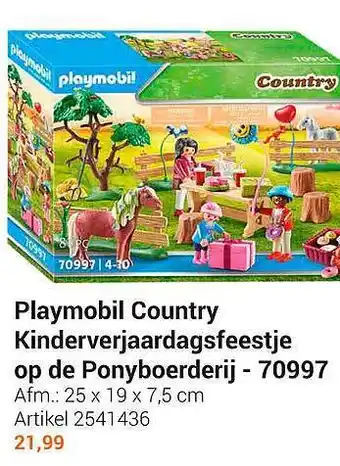 Lobbes Playmobil country kinderverjaardagsfeestje op de ponyboerderij - 70997 aanbieding