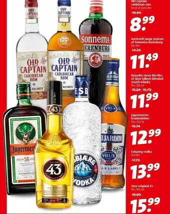 Boni Hartevelt jonge jenever of sonnema berenburg of dujardin vieux literfles of glen talloch blended scotch whisky of jagermeiste aanbieding