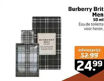 Trekpleister Burberry brit men 50 ml aanbieding