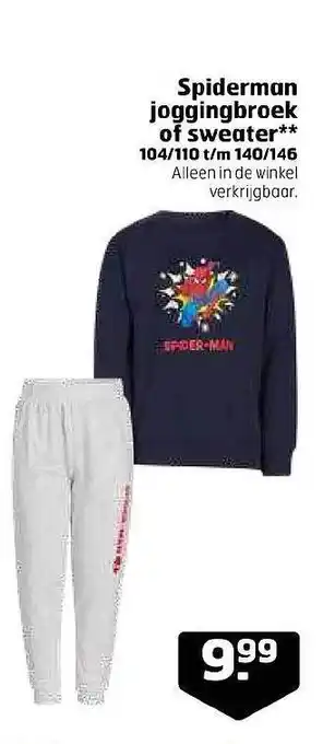 Trekpleister Spiderman joggingbroek of sweater** 104-110 t-m 140-146 aanbieding