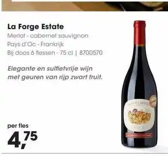 HANOS La forge estate merlot - cabernet sauvignon pays d'oc - frankrijk aanbieding