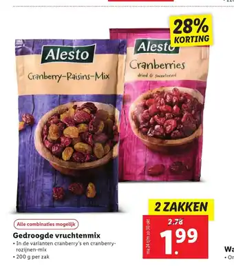 Lidl Alesto Gedroogde vruchtenmix 2 zakken aanbieding