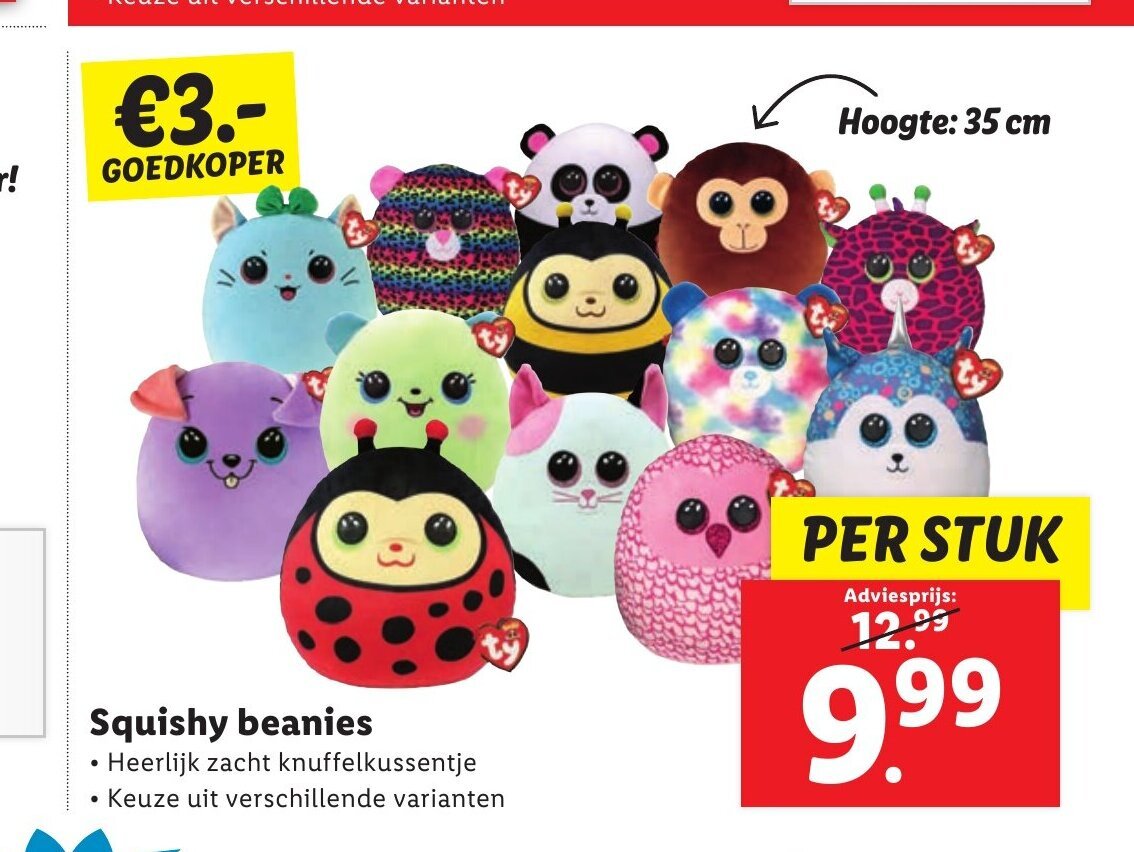 Squishy beanies aanbieding bij Lidl