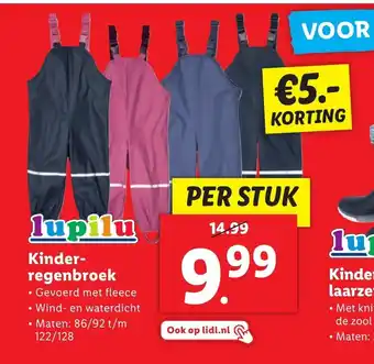 Lidl Lupilu Kinder-regenbroek aanbieding