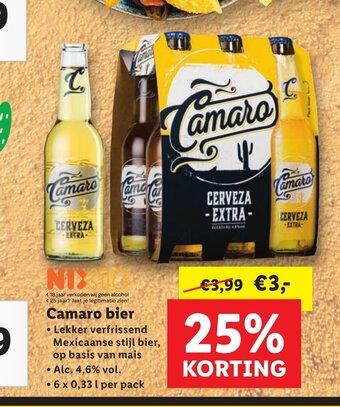 Camaro bier 6 x 0,33 l aanbieding bij Lidl