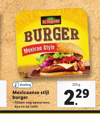 Lidl Mexicaanse stijl burger 225 g aanbieding