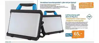 Ivana Verstelbaar bouwlampstatief 1.36m tot 3m (55034) of led bouwlamp 45w 3800 lm ip54 kl1 aanbieding