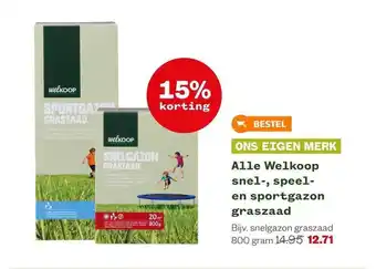 Welkoop Alle welkoop snel-, speel- en sportgazon graszaad 15% korting aanbieding