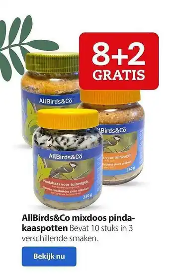 Boerenbond Allbirds&co mixdoos pindakaaspotten 8+2 gratis aanbieding