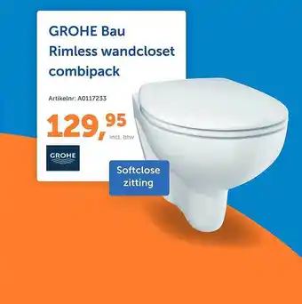 Warmteservice Grohe bau rimless wandcloset combipack aanbieding