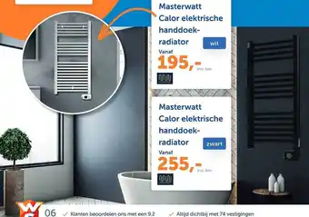 Warmteservice Masterwatt calor elektrische handdoekradiator aanbieding