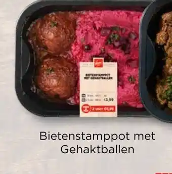 Vomar Voordeelmarkt Bietenstamppot met Gehaktballen 2 Voor aanbieding