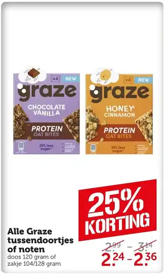 Coop Alle graze tussendoortjes of noten aanbieding