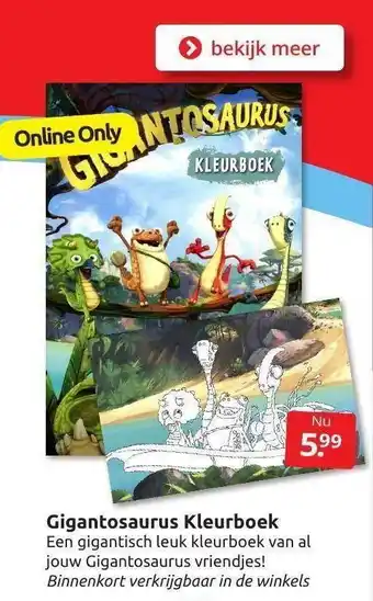 Boekenvoordeel Gigantosaurus kleurboek aanbieding