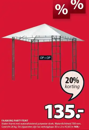 Jysk FAABORG PARTYTENT aanbieding