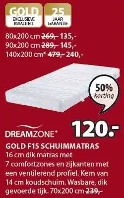 Jysk GOLD F15 SCHUIMMATRAS aanbieding