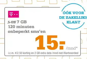 Telecombinatie T-Mobile 120 minuten onbeperkt sms'en aanbieding