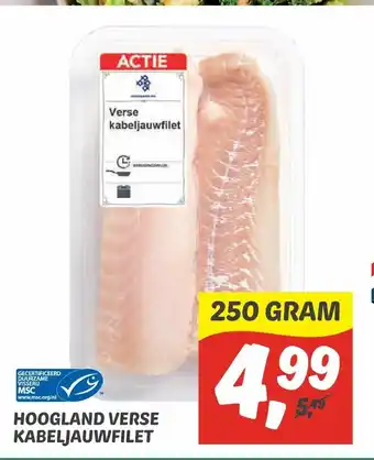 Dekamarkt Hoogland Verse Kabeljauwfilet 250 gram aanbieding