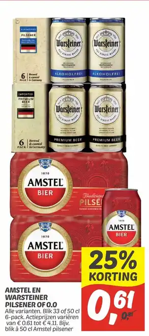 Dekamarkt Amstel En Warsteiner Pilsener og 0.0 aanbieding