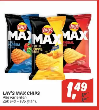 Dekamarkt Lay's Max Chips zak 140-185 gram aanbieding