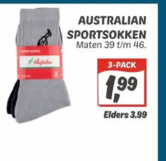 Dekamarkt Australian Sportsokken 3-pack aanbieding