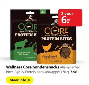 Pets Place Wellness Core hondensnacks Bites 2*170g aanbieding