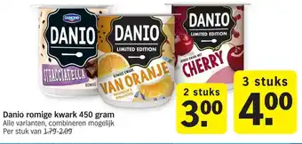 Albert Heijn Danio Roomige kwark 2*450g aanbieding