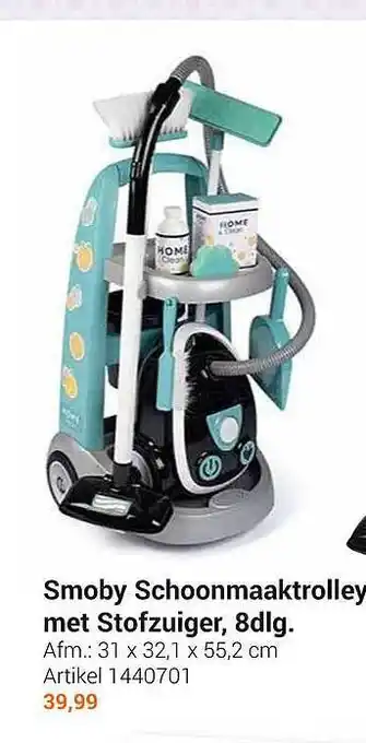 Lobbes Smoby schoonmaaktrolley met stofzuiger aanbieding