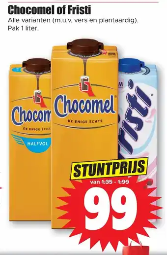 Dirk Chocomel of Fristi Alle Varianten Pak 1 Liter aanbieding