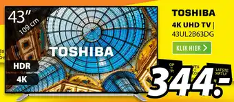 Expert Toshiba 4k uhd tv I 43UL2B63DG aanbieding