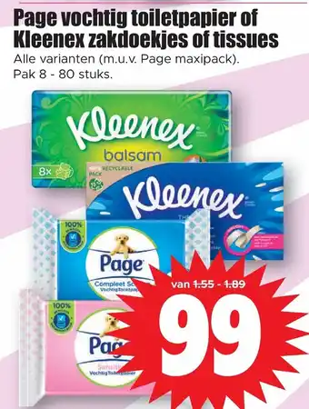 Dirk Page Vochtig Toiletpapier of Kleenex Zakdoekjes of Tissues aanbieding