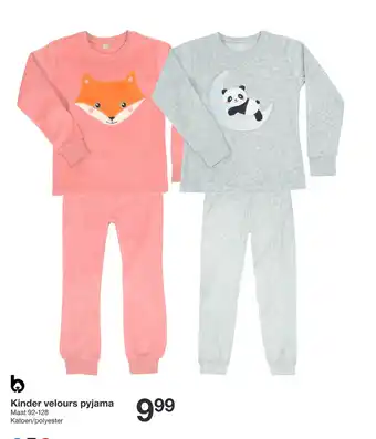 Zeeman Kinder velours pyjama maat 92-128 aanbieding