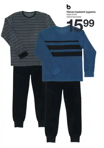 Zeeman Heren badstof pyjama maat s-xxl aanbieding
