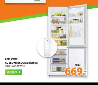 Expert Samsung Koel-/Vriescombinatie RB36T672CWW/EF aanbieding