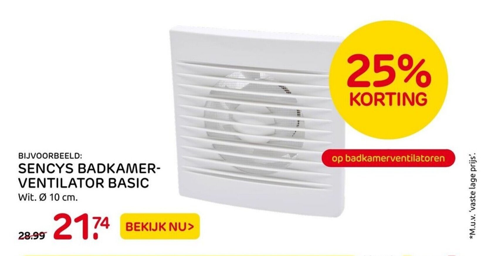 Sencys BadkamerVentilator Basic Wit 10 cm aanbieding bij Praxis