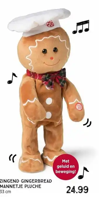 Xenos Zingend gingerbread mannetje pluche 33 cm aanbieding